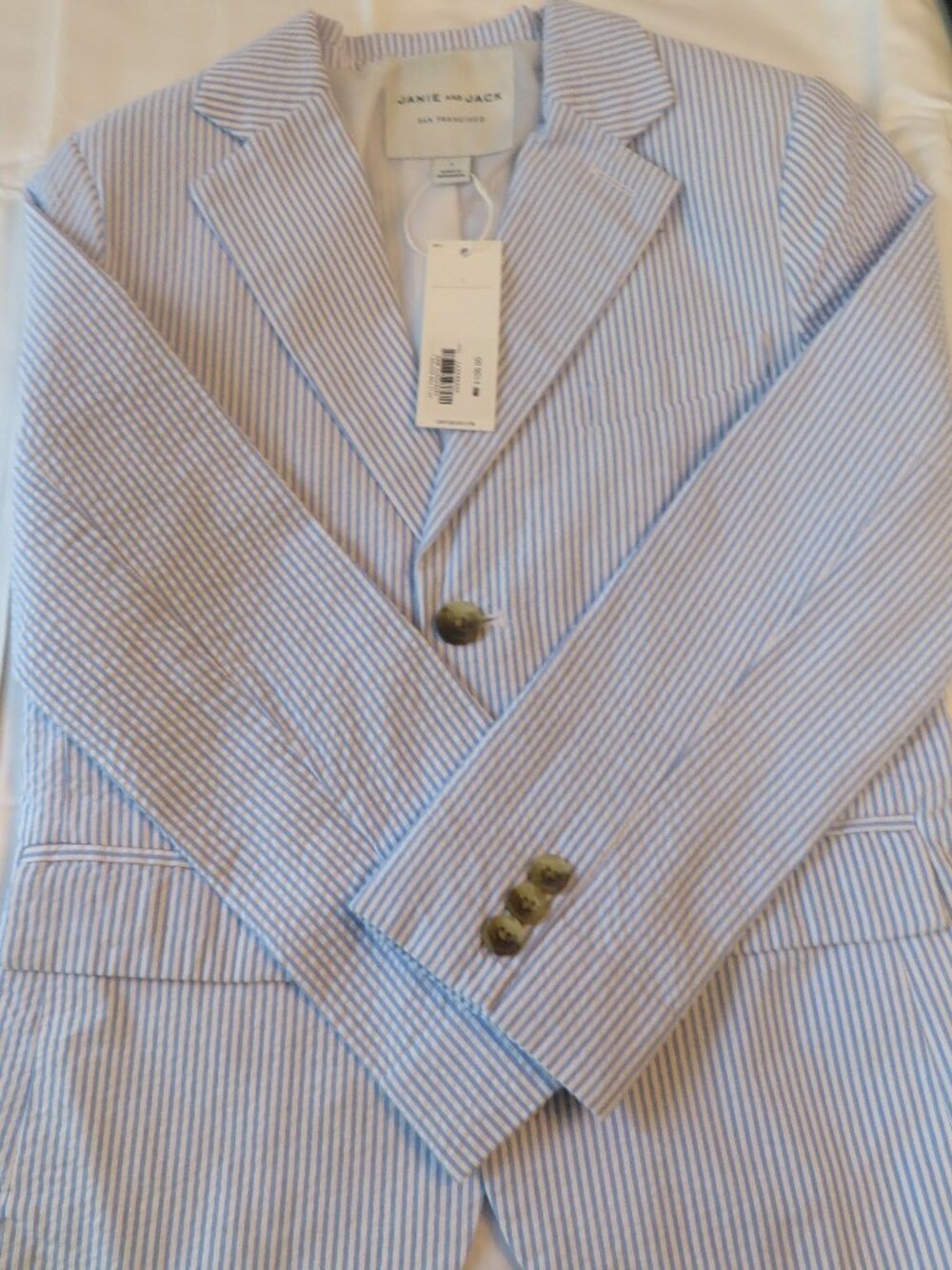 NEW w TAGS | Janie and Jack Boys Blazer |Seersucker | Spring Collection| Size 8